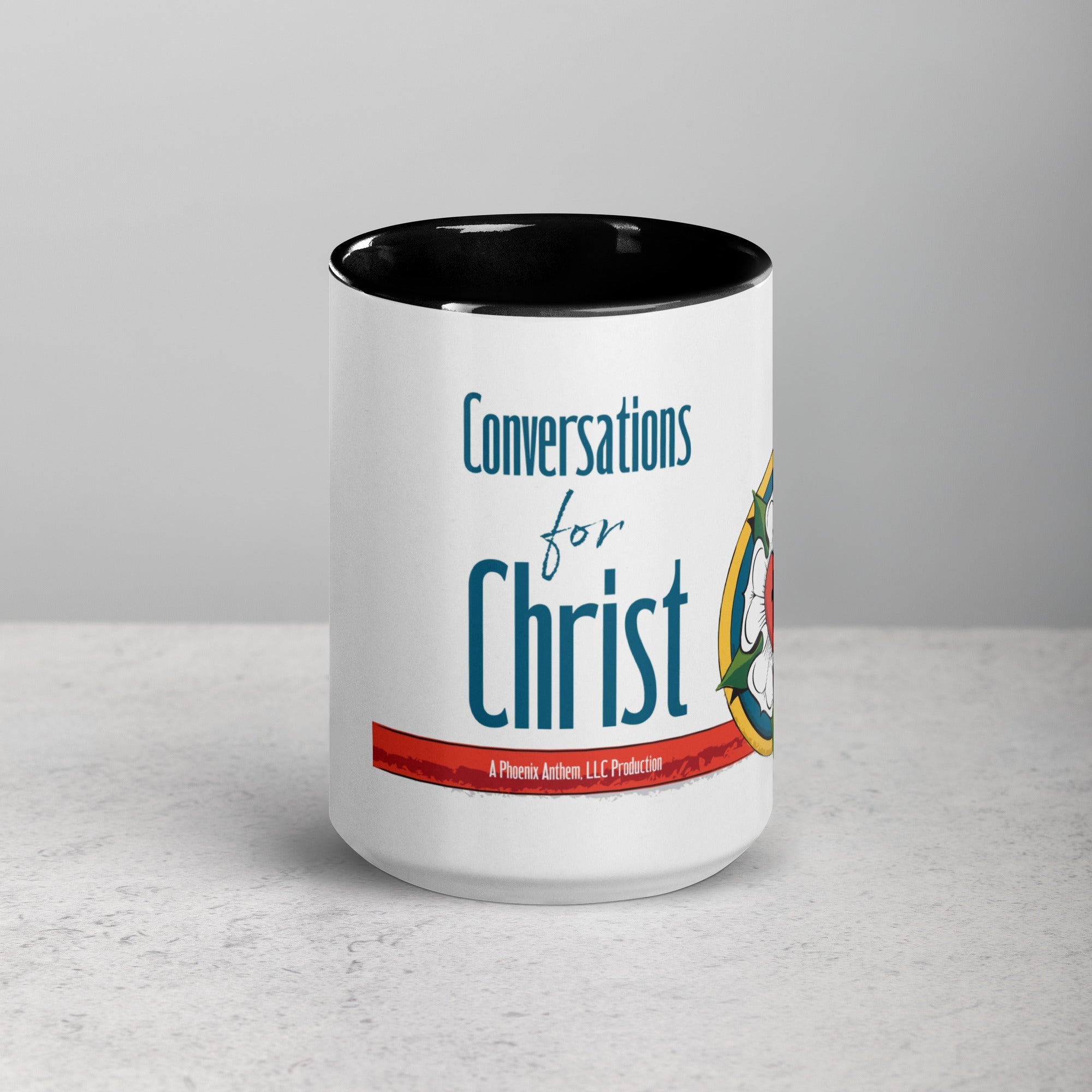 Conversations for Christ Mug with Luther Rose - Phoenix Anthem, LLC