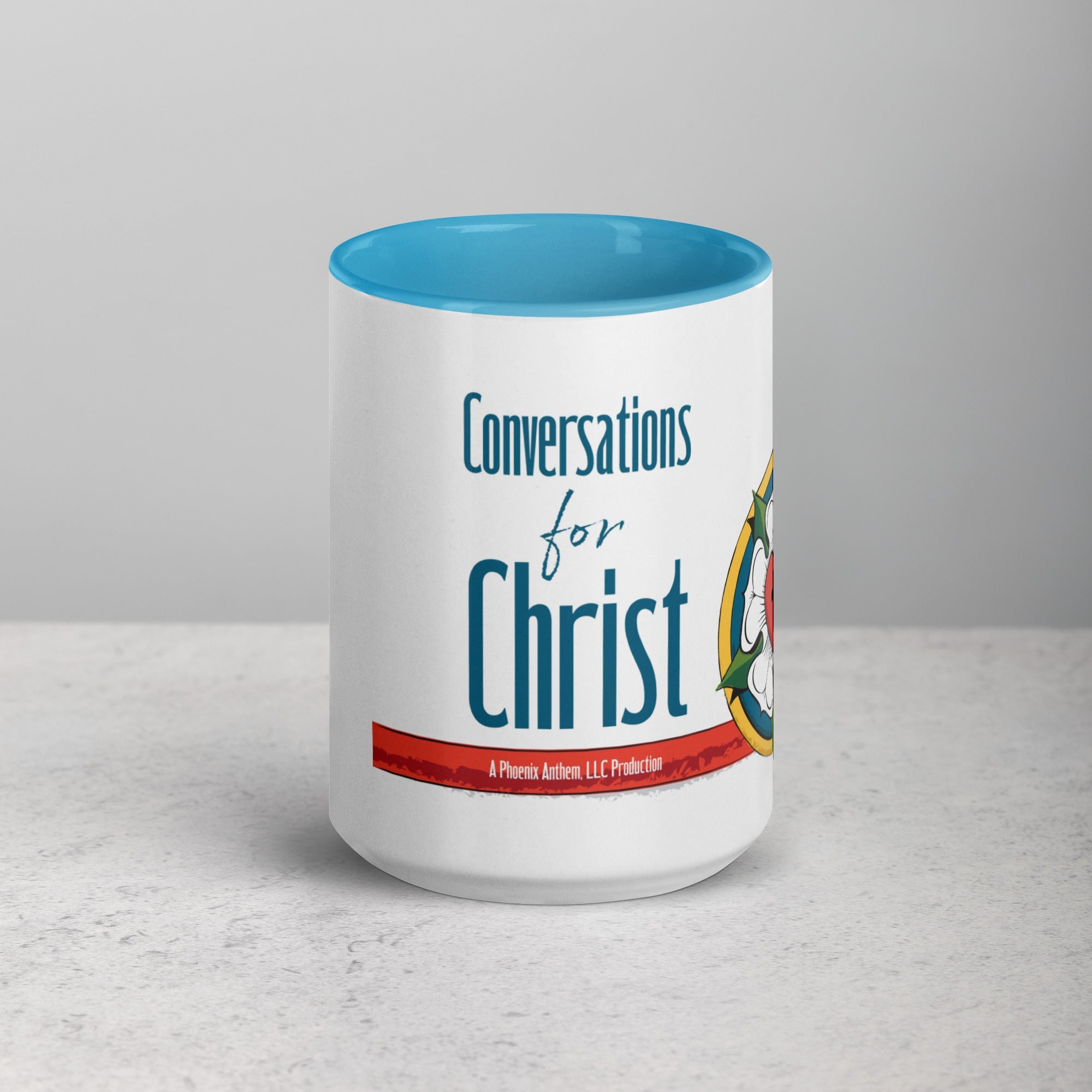 Conversations for Christ Mug with Luther Rose - Phoenix Anthem, LLC
