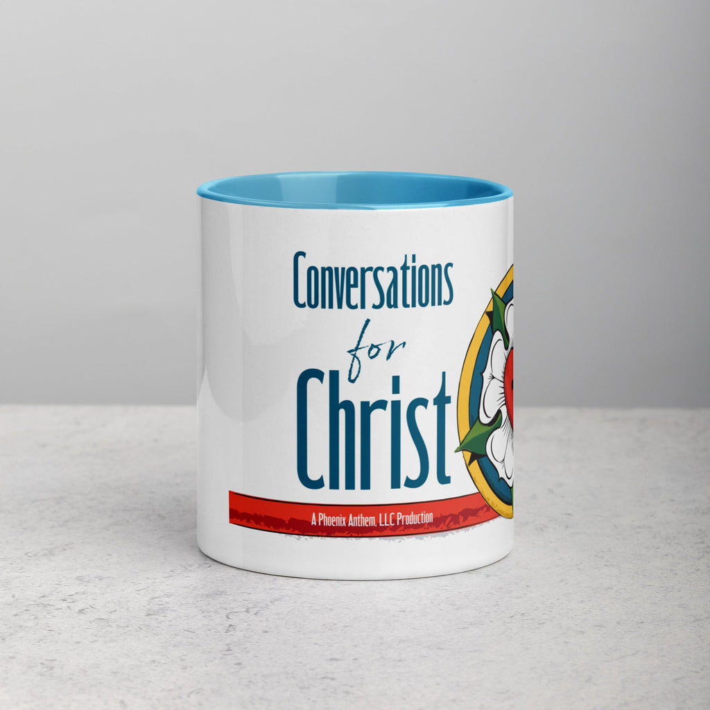 Conversations for Christ Mug with Luther Rose - Phoenix Anthem, LLC