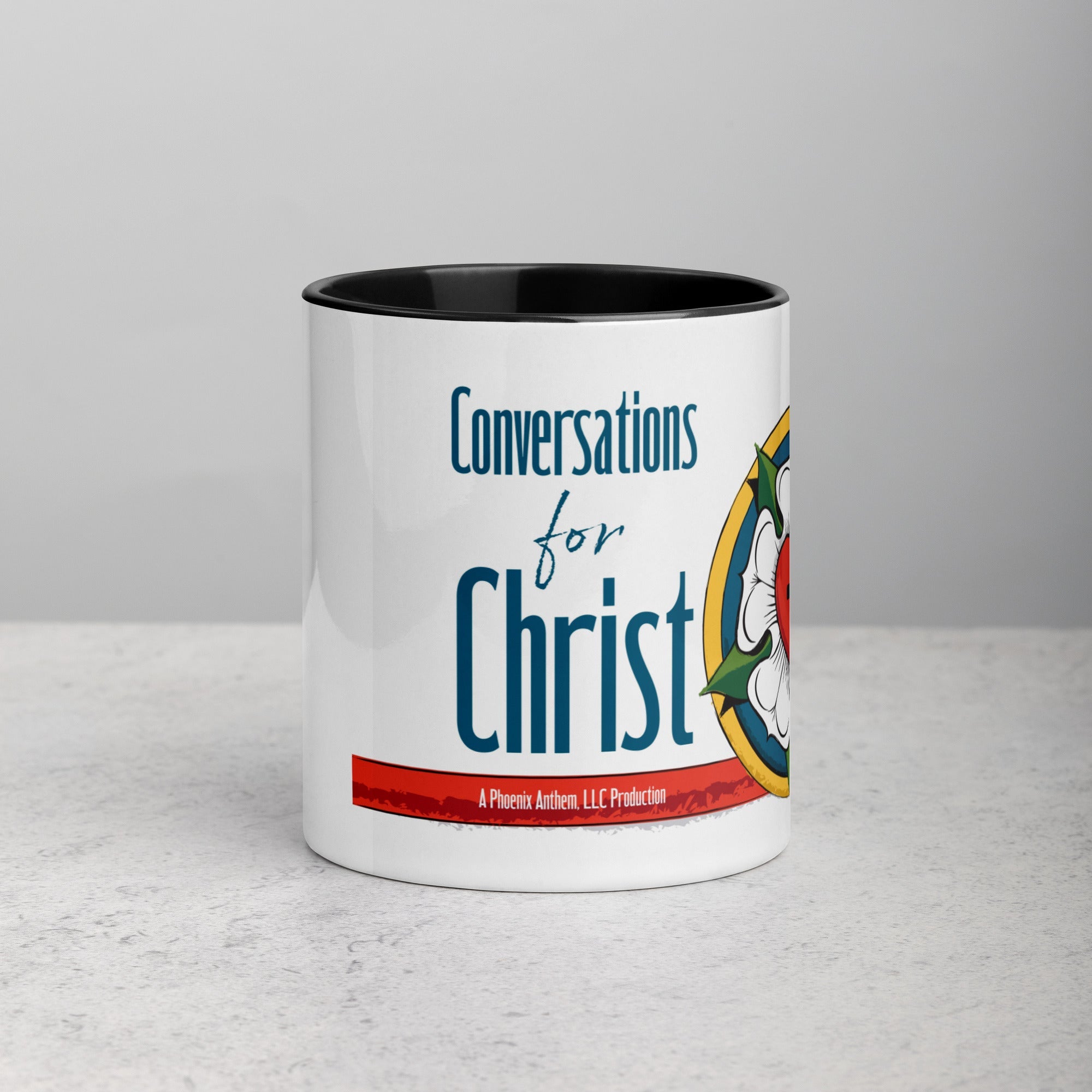Conversations for Christ Mug with Luther Rose - Phoenix Anthem, LLC