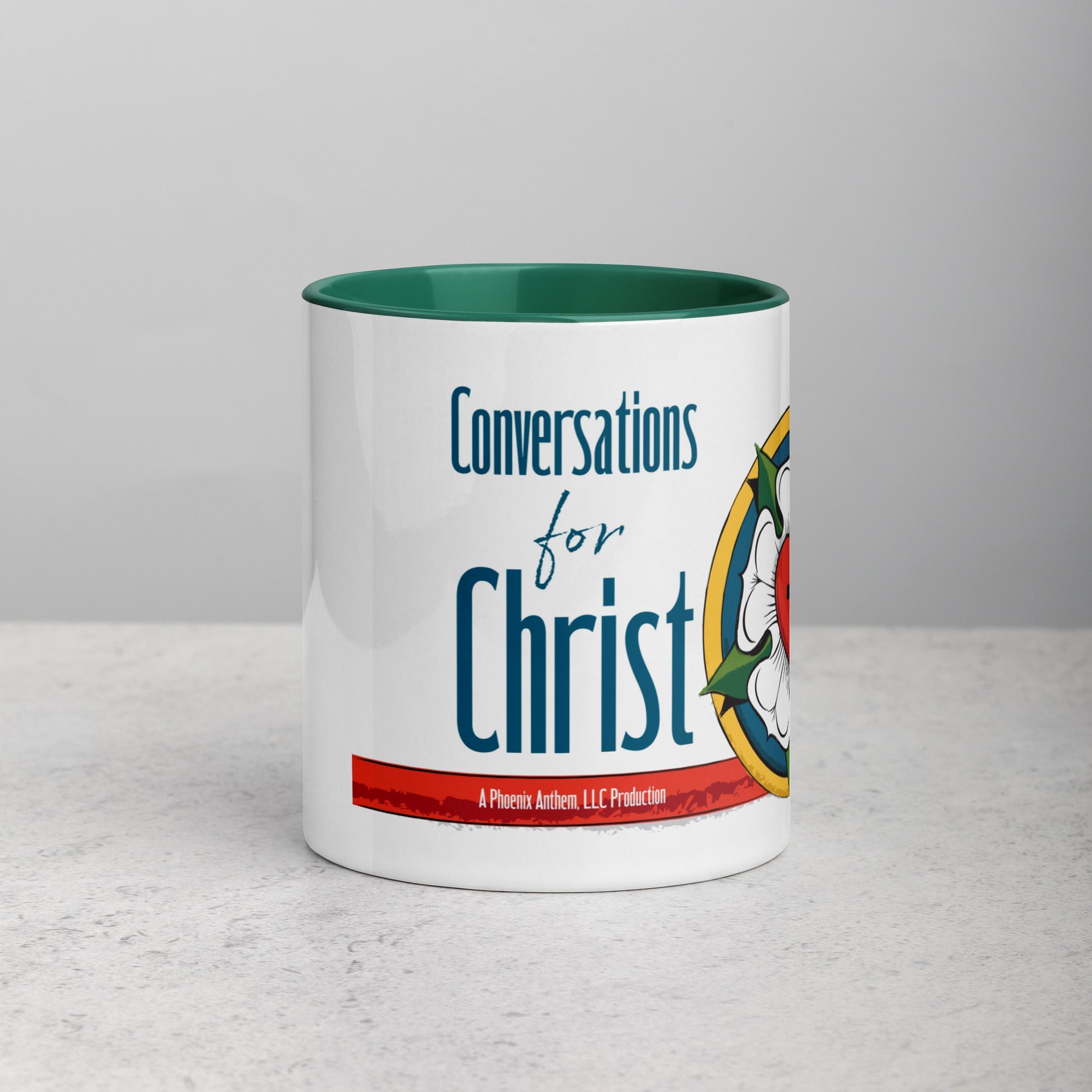 Conversations for Christ Mug with Luther Rose - Phoenix Anthem, LLC