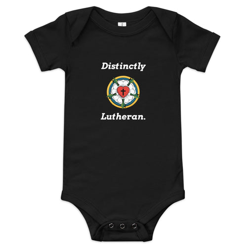 "Distinctly Lutheran" Baby Short Sleeve One - Piece - Phoenix Anthem, LLC