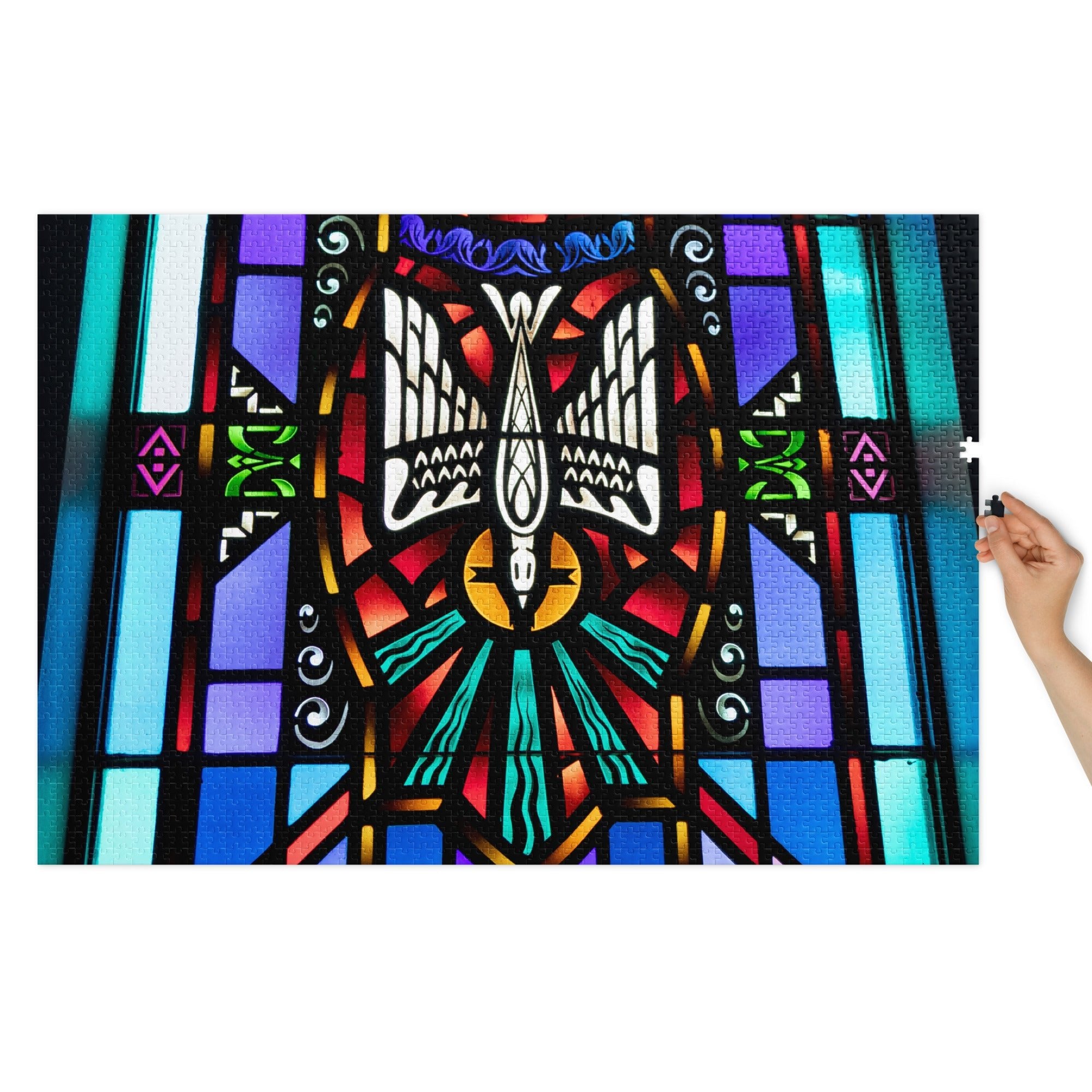 Holy Spirit Descending Dove Puzzle - Trinity Lutheran Church Stained Glass - Phoenix Anthem, LLC
