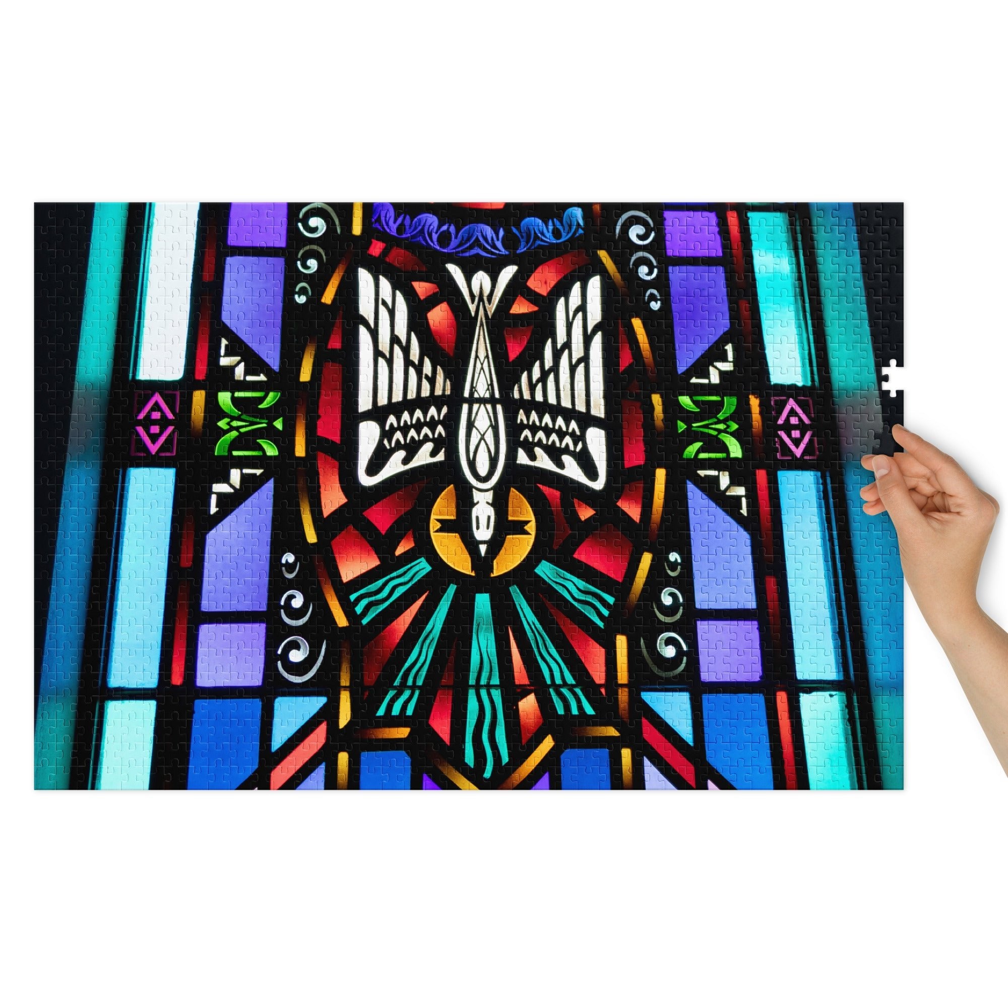 Holy Spirit Descending Dove Puzzle - Trinity Lutheran Church Stained Glass - Phoenix Anthem, LLC