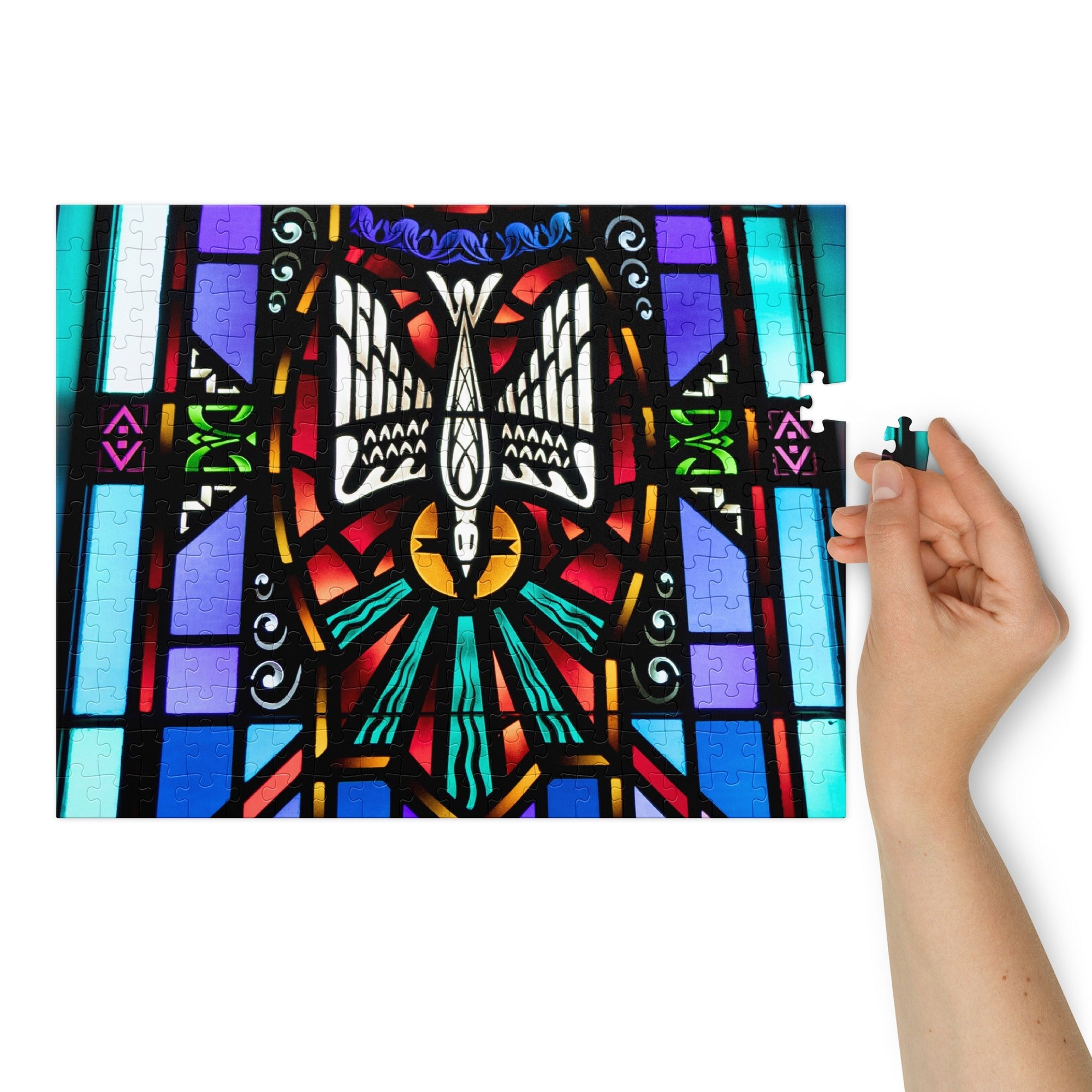 Holy Spirit Descending Dove Puzzle - Trinity Lutheran Church Stained Glass - Phoenix Anthem, LLC