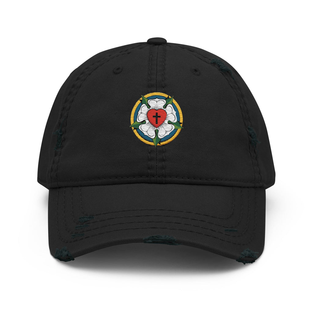 Luther Rose Embroidered Distressed Dad Hat - Phoenix Anthem, LLC