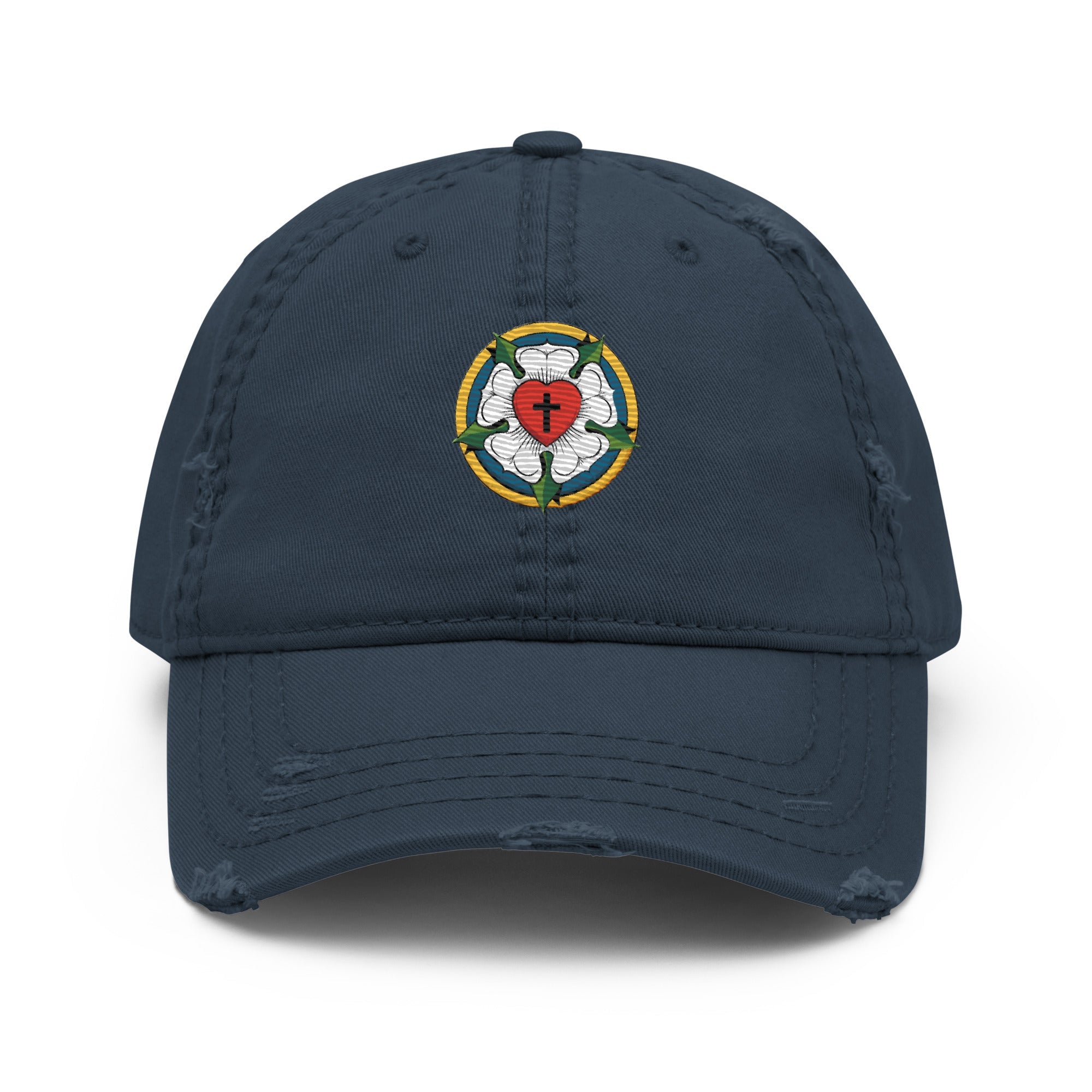 Luther Rose Embroidered Distressed Dad Hat - Phoenix Anthem, LLC