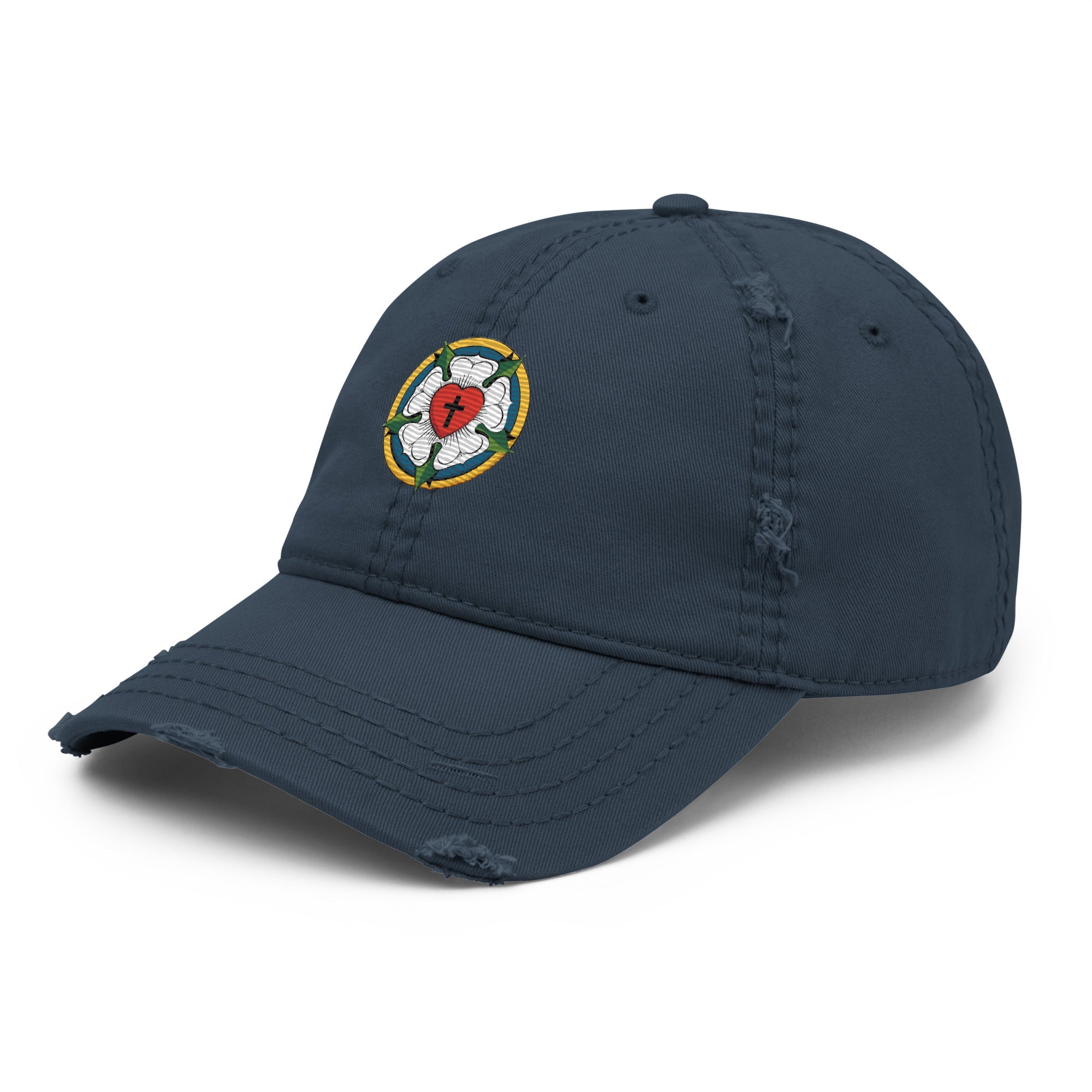 Luther Rose Embroidered Distressed Dad Hat - Phoenix Anthem, LLC