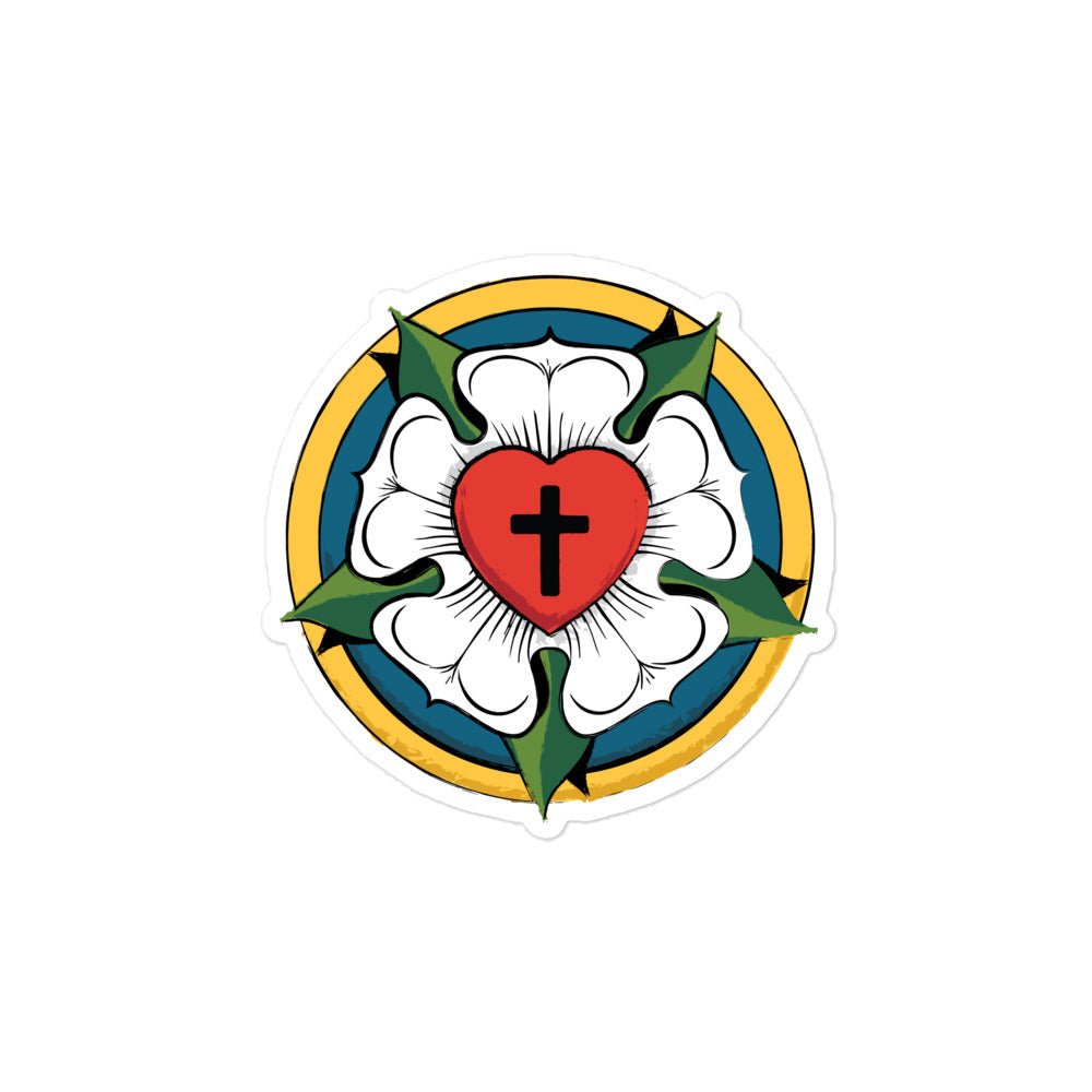 Luther Rose Sticker – Bubble - Free | Confess the Faith Boldly - Phoenix Anthem, LLC