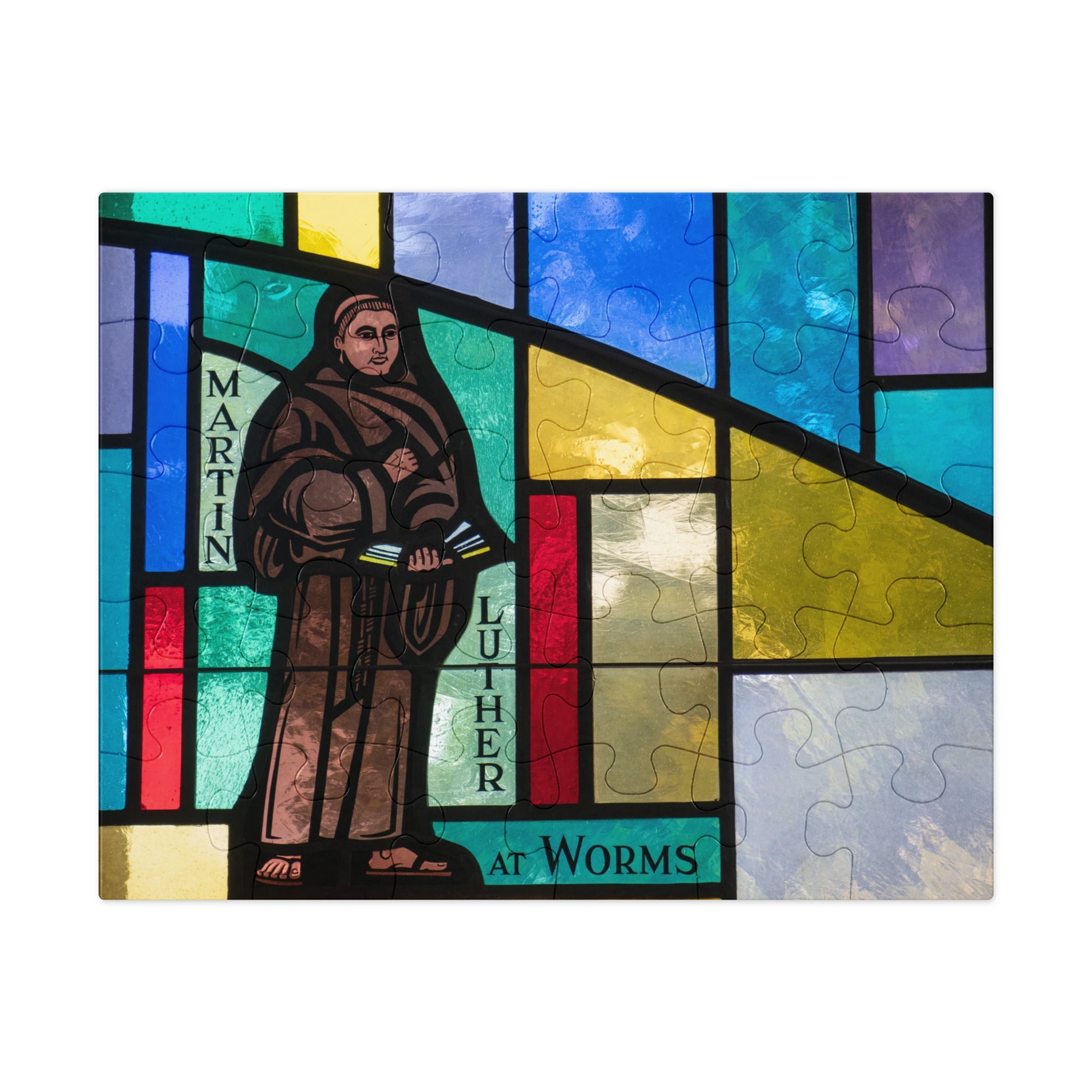 Martin Luther at Worms – Stained Glass Puzzle | Christian Reformation Art - Phoenix Anthem, LLC