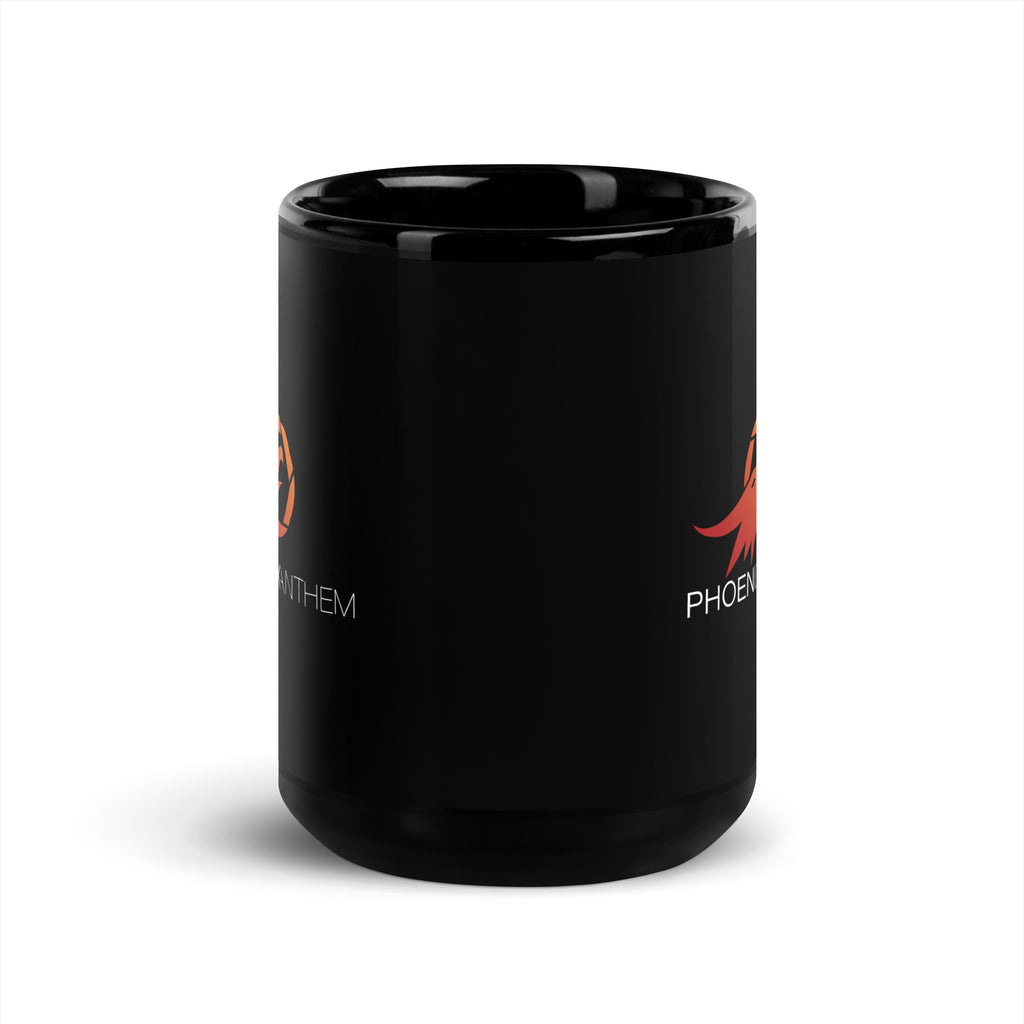 Side profile of the Phoenix Anthem logo on a sleek black mug. A perfect balance of faith, artistry, and modern design — ideal for morning coffee or ministry gifts.