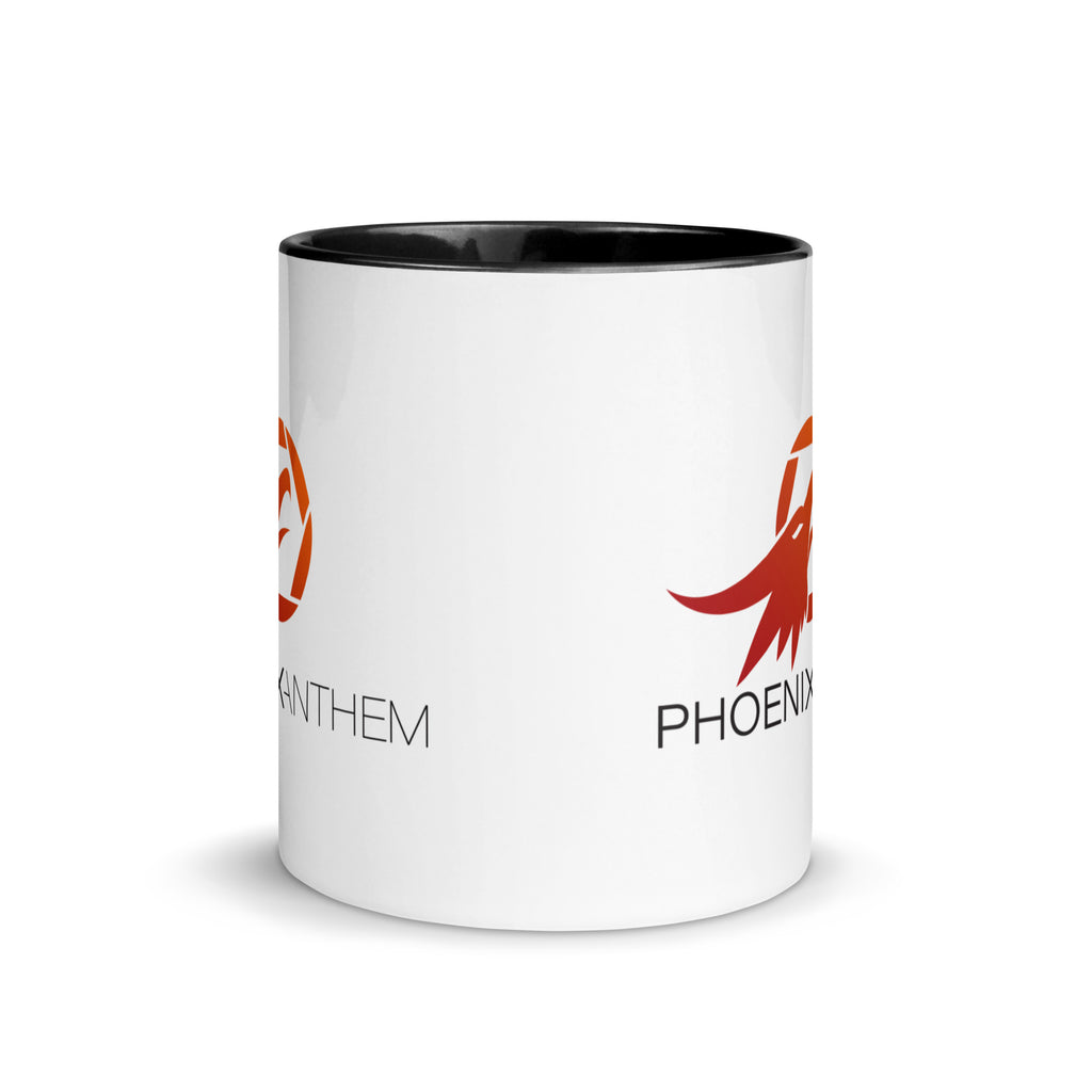 Sip in style with the black-interior Phoenix Anthem mug. Bold contrast, clean design, and faith-focused branding for your daily coffee or tea.