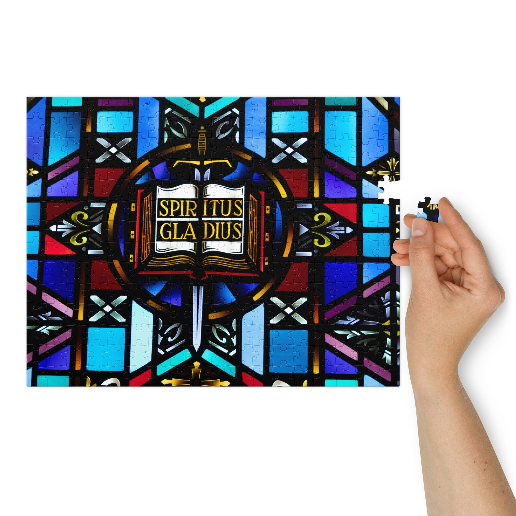 Spiritus Gladius Puzzle – Trinity Lutheran Church Stained Glass - Phoenix Anthem, LLC