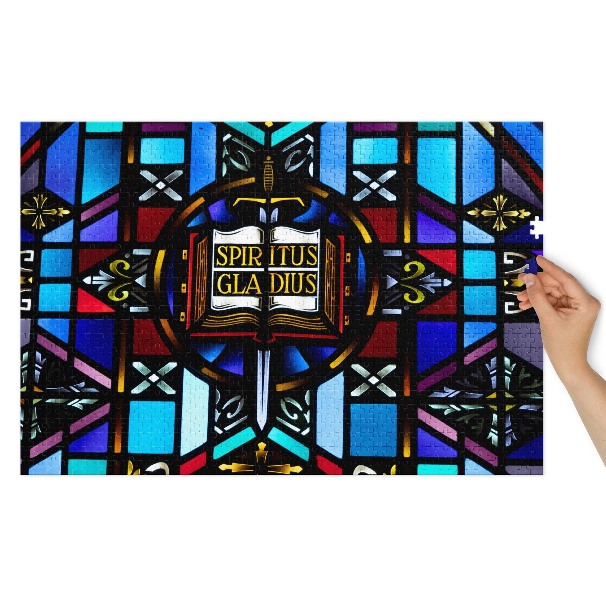 Spiritus Gladius Puzzle – Trinity Lutheran Church Stained Glass - Phoenix Anthem, LLC